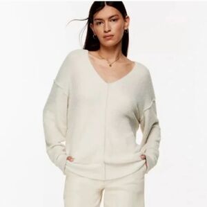 Wilfred Free Cream V-Neck Hush Knit Sweater Size L